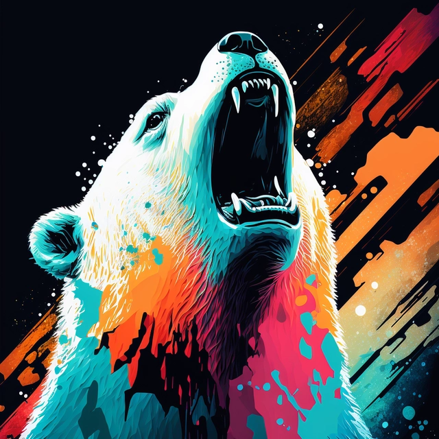 Three color cga style, shouting polar bear-趣窝